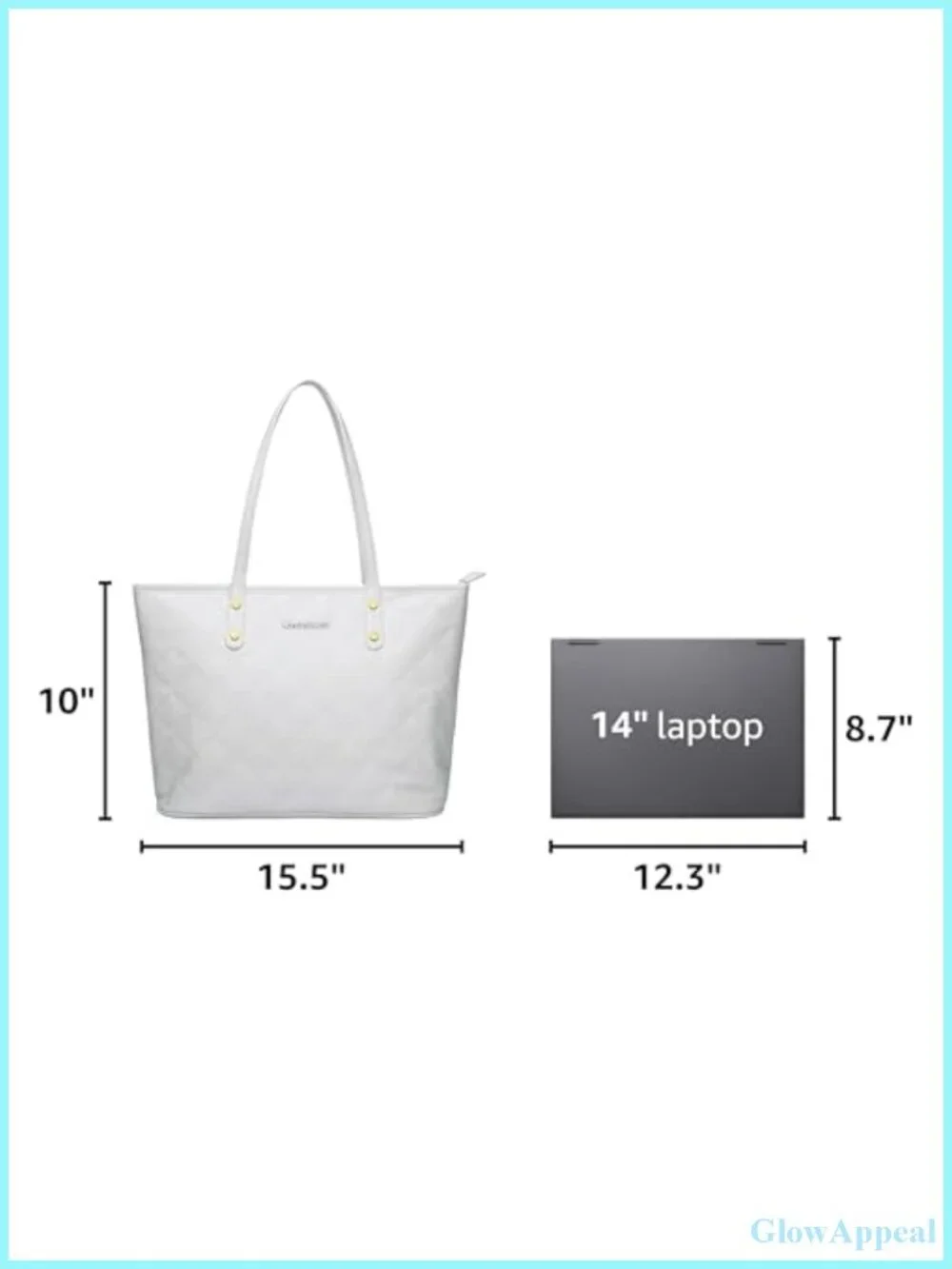 Quilted Vegan Leather Tote Bag Shoulder Handbag Top Zipper